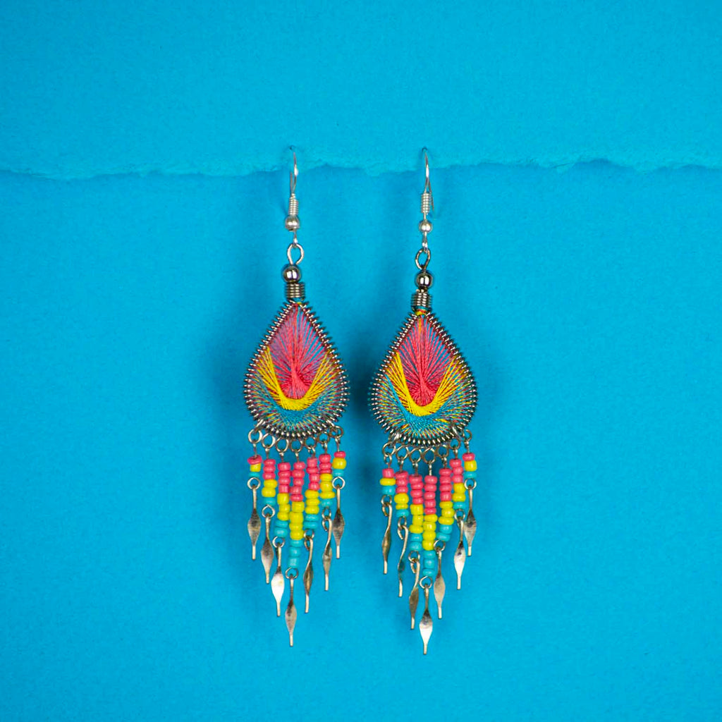Peacock Bead Earrings-Siesta Crafts