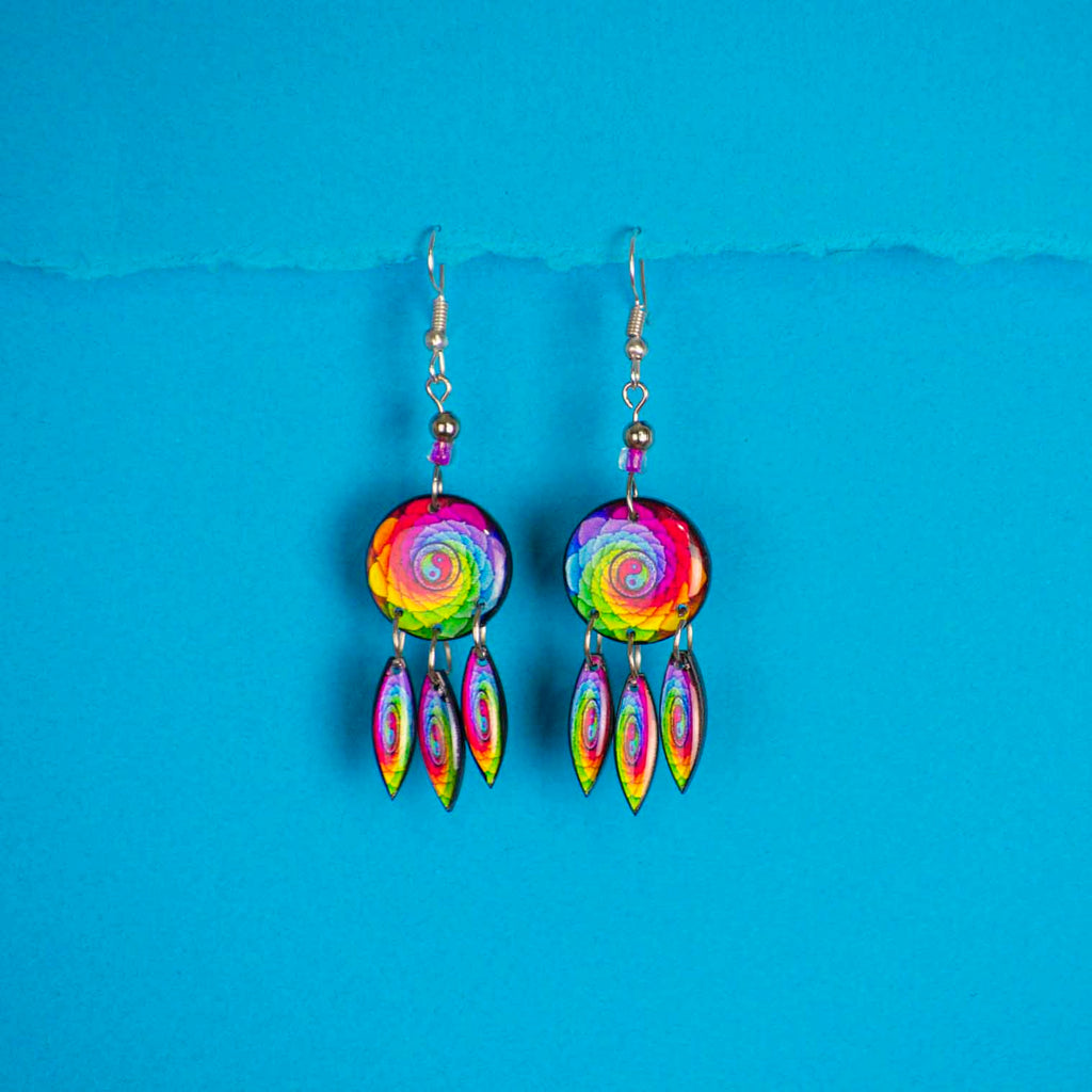 Rainbow Spiral Earrings-Siesta Crafts