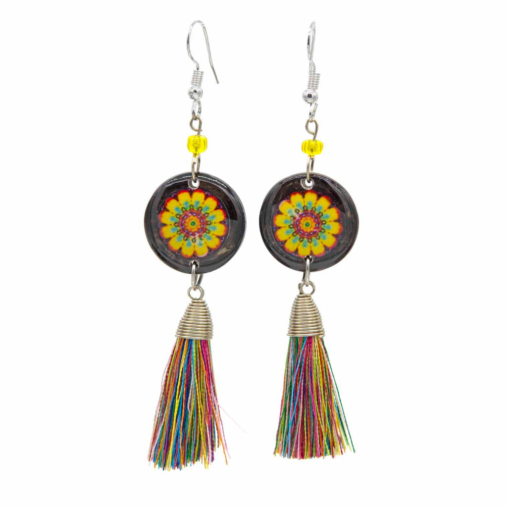 Mandala Tassel Earrings-Siesta Crafts