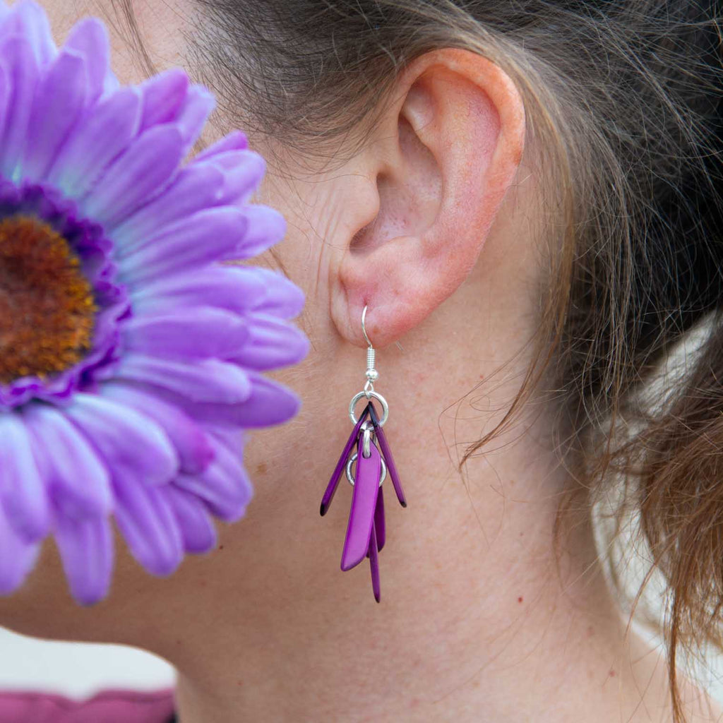 Tagua Cluster Earrings-Siesta Crafts