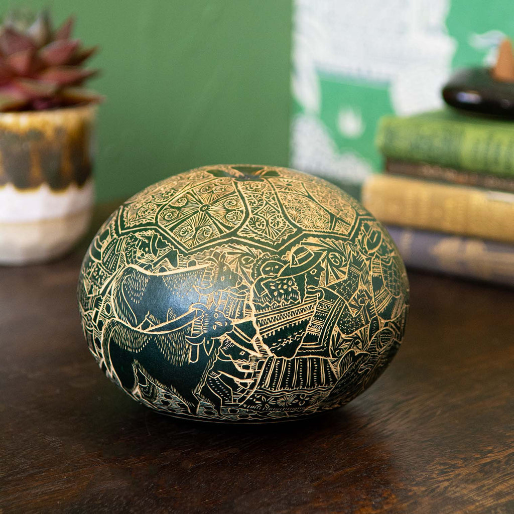 Artisan Intricate Folk Art Gourd No.9-Siesta Crafts