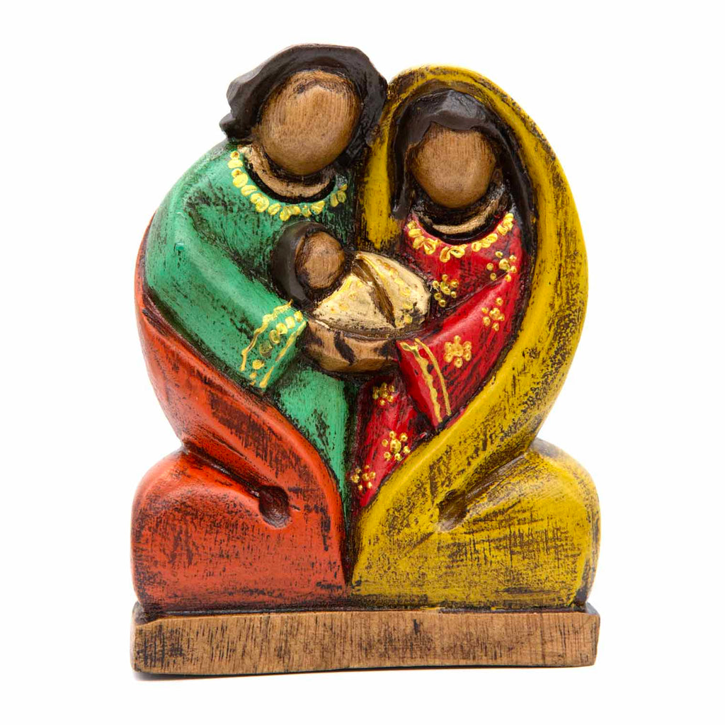 Cedar Wood Carving Sacred Family 13cm-Siesta Crafts