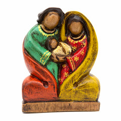 Cedar Wood Carving Sacred Family 13cm-Siesta Crafts