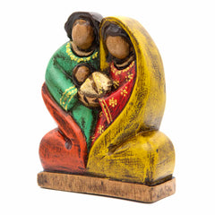 Cedar Wood Carving Sacred Family 13cm-Siesta Crafts