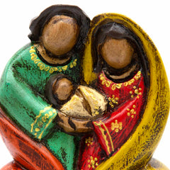 Cedar Wood Carving Sacred Family 13cm-Siesta Crafts