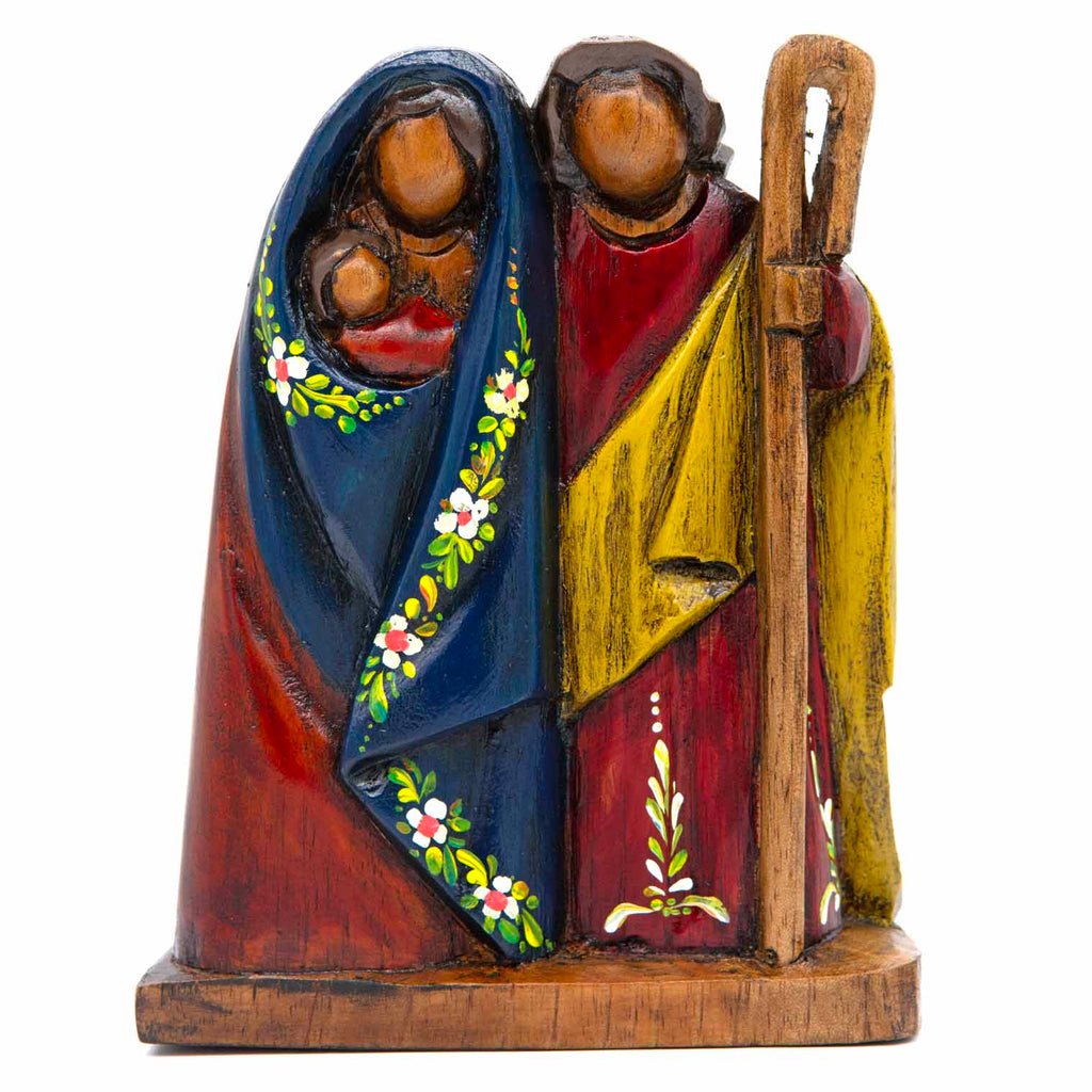 Cedar Wood Carving Sacred Family 17cm-Siesta Crafts