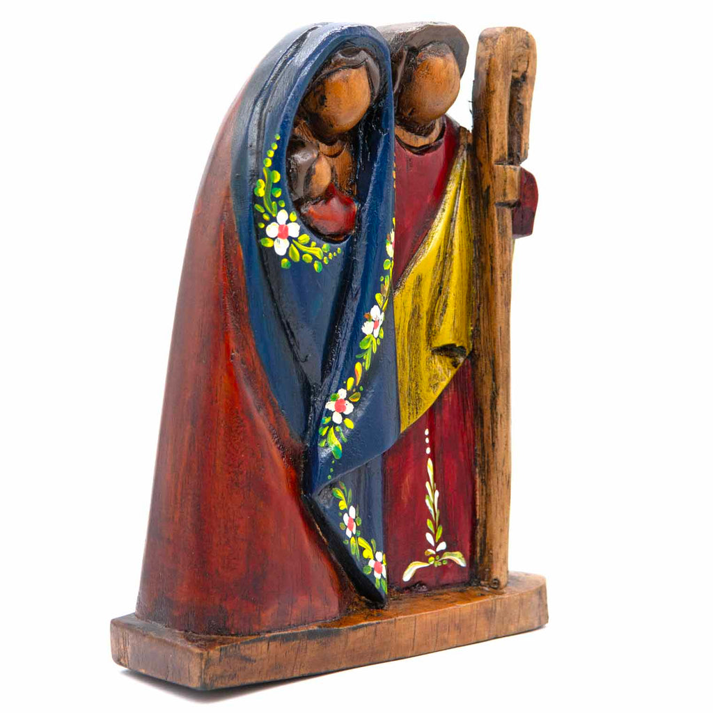 Cedar Wood Carving Sacred Family 17cm-Siesta Crafts