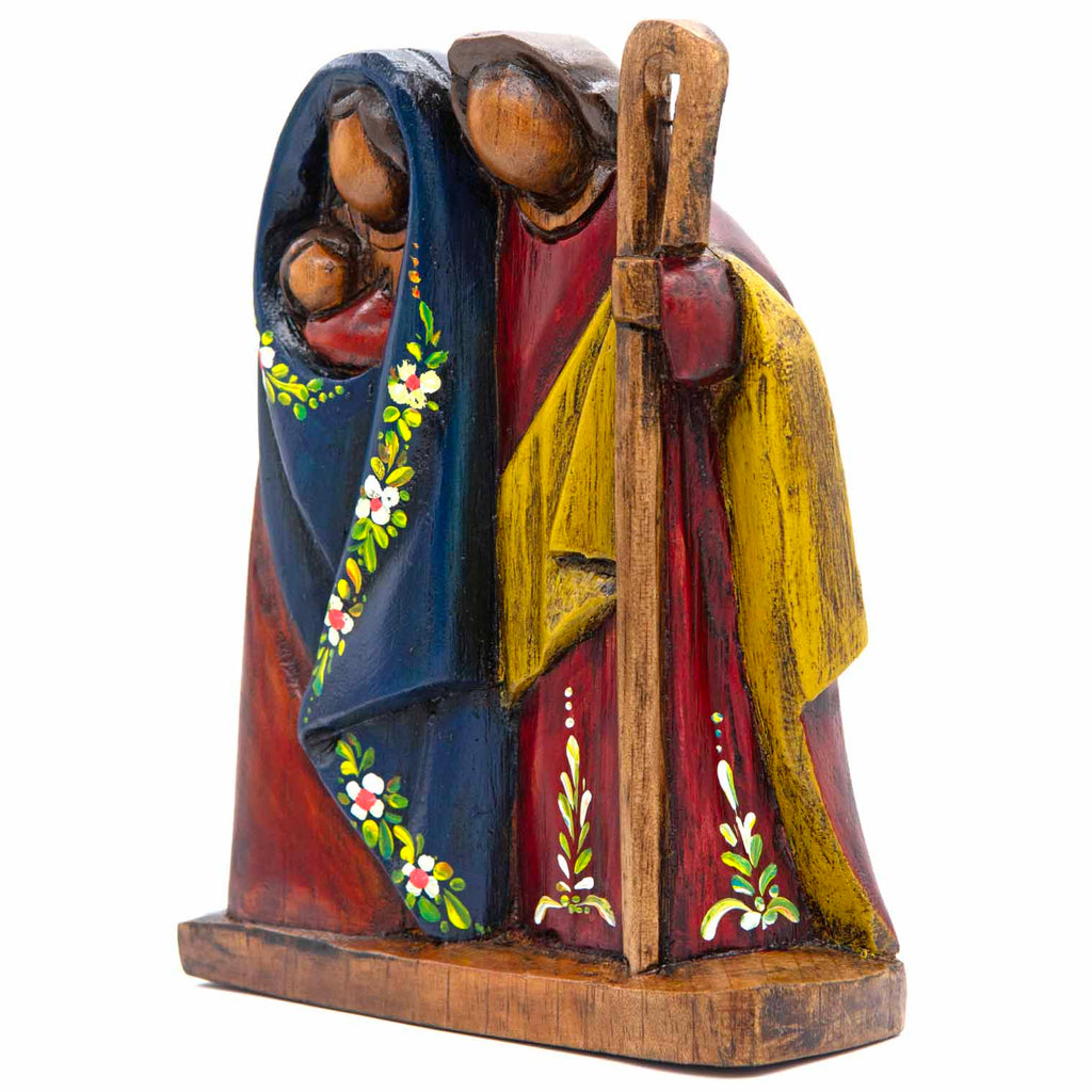 Cedar Wood Carving Sacred Family 17cm-Siesta Crafts