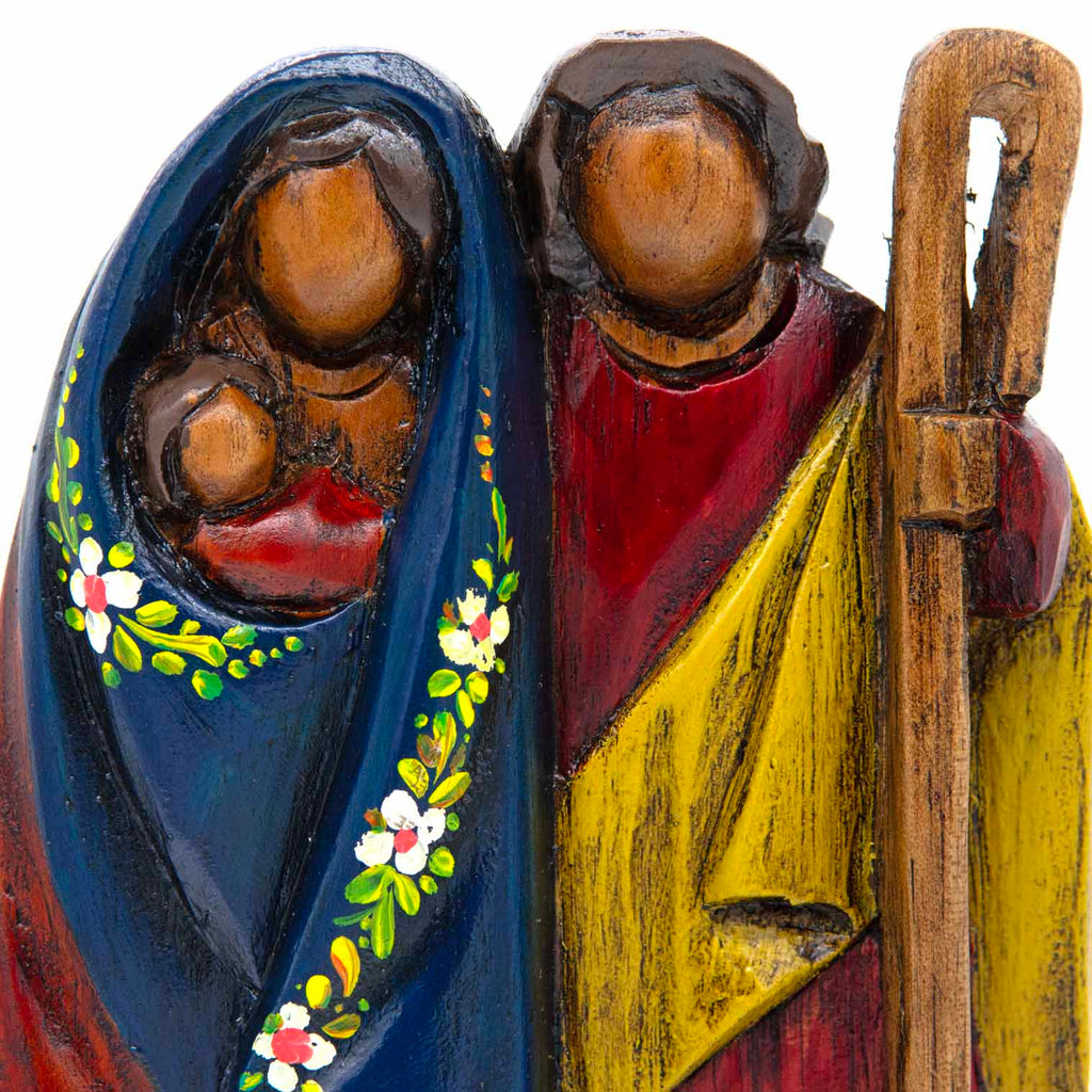 Cedar Wood Carving Sacred Family 17cm-Siesta Crafts