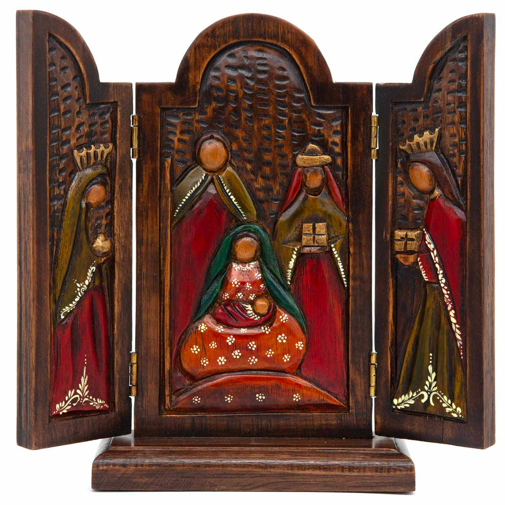 Cedar Wood Nativity Triptych Carving-Siesta Crafts