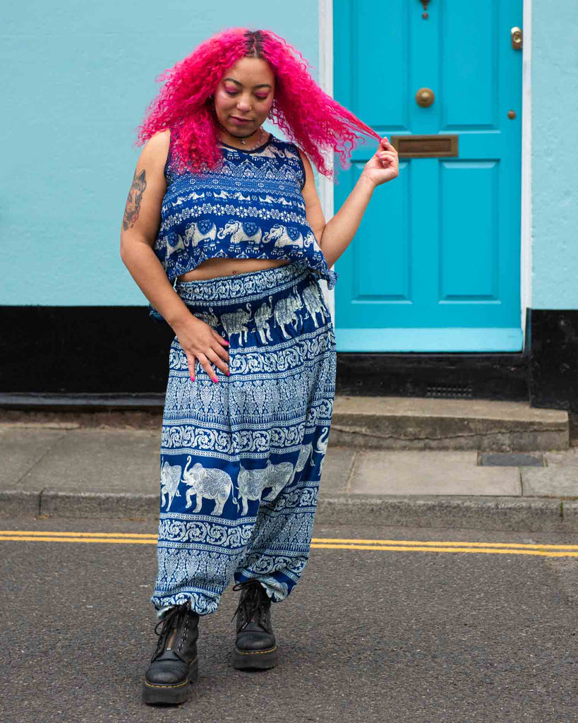 Elephant Print Ali Baba Trousers-Siesta Crafts