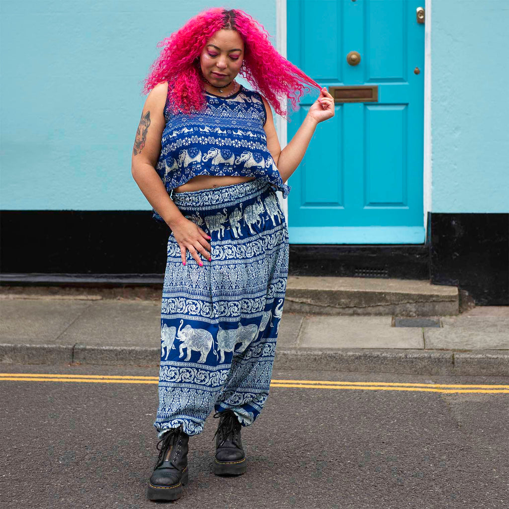 Elephant Print Ali Baba Trousers-Siesta Crafts