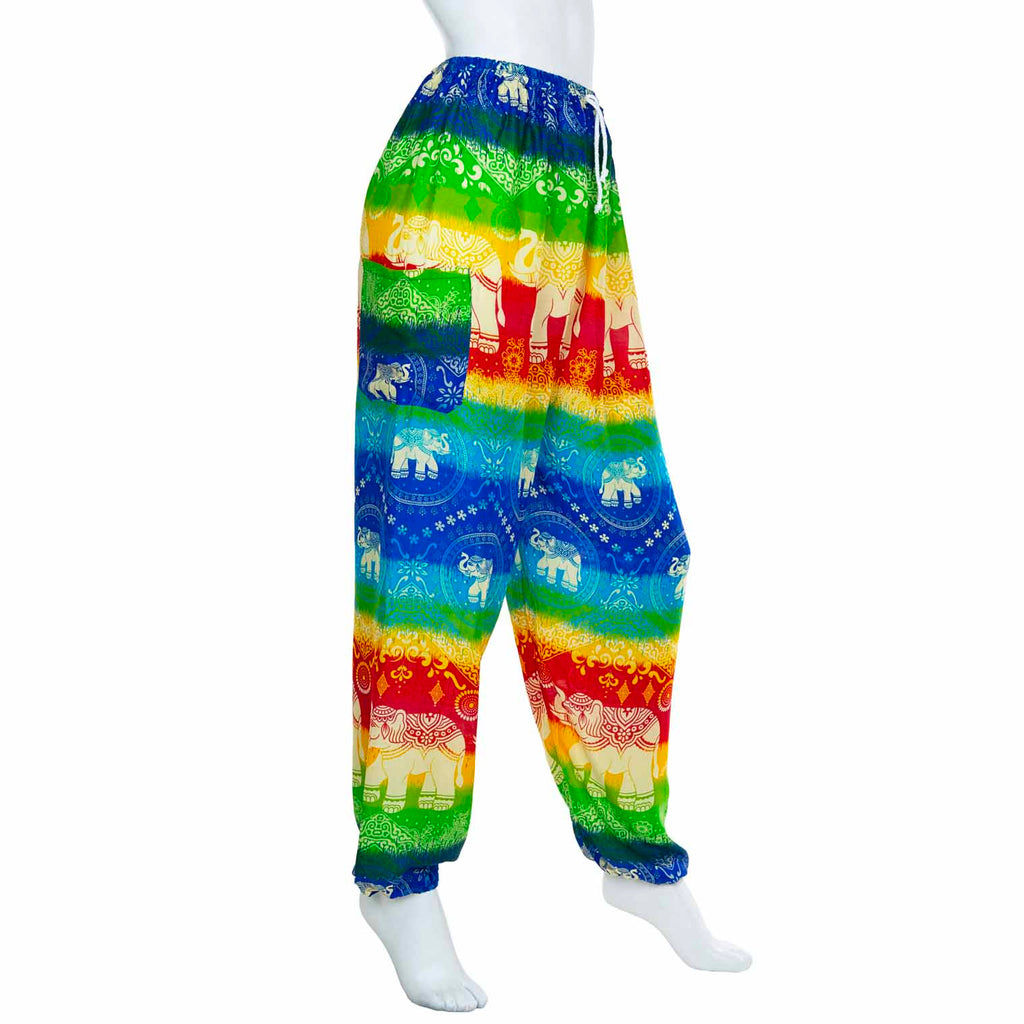 Drawstring Rainbow Elephant Trousers-Siesta Crafts