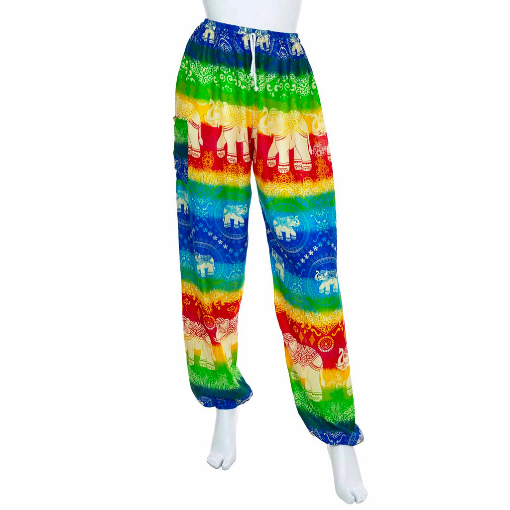 Drawstring Rainbow Elephant Trousers-Siesta Crafts