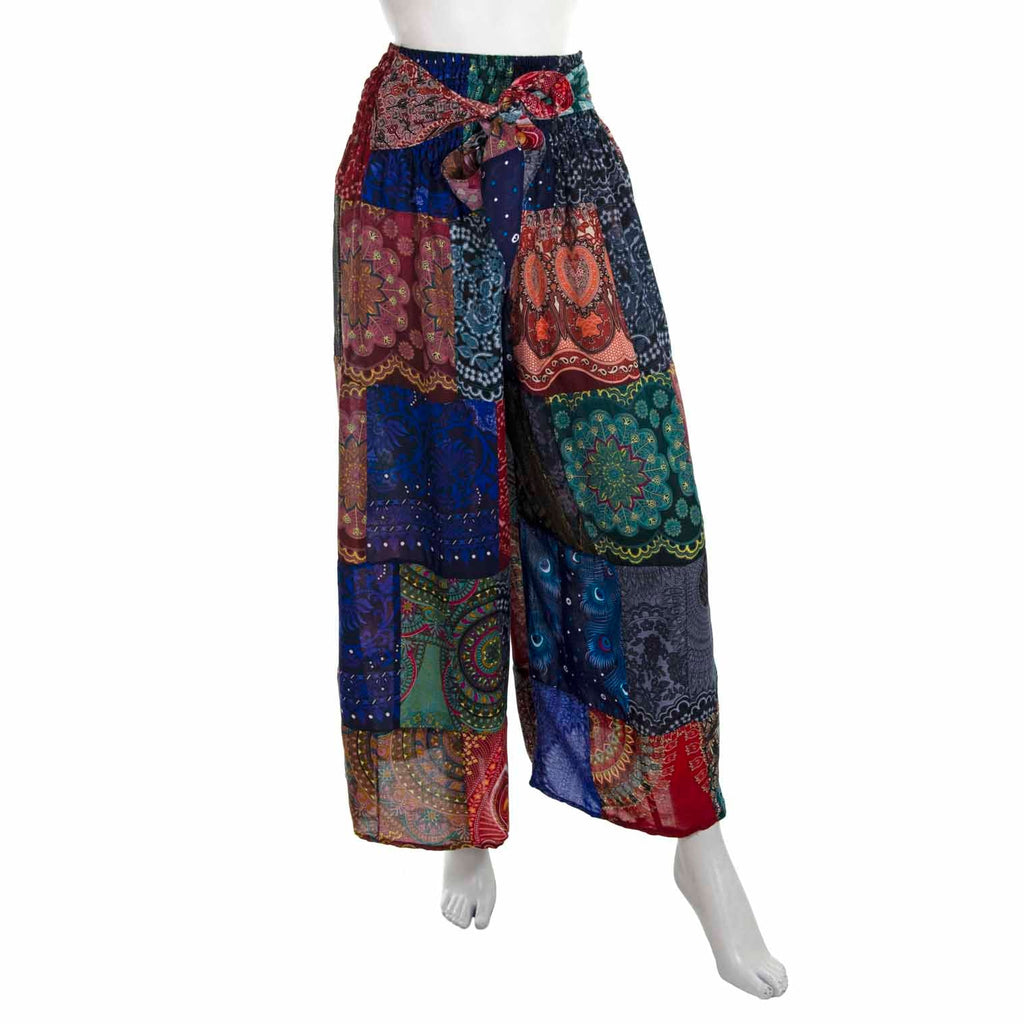 Patchwork Wide Leg Trousers-Siesta Crafts