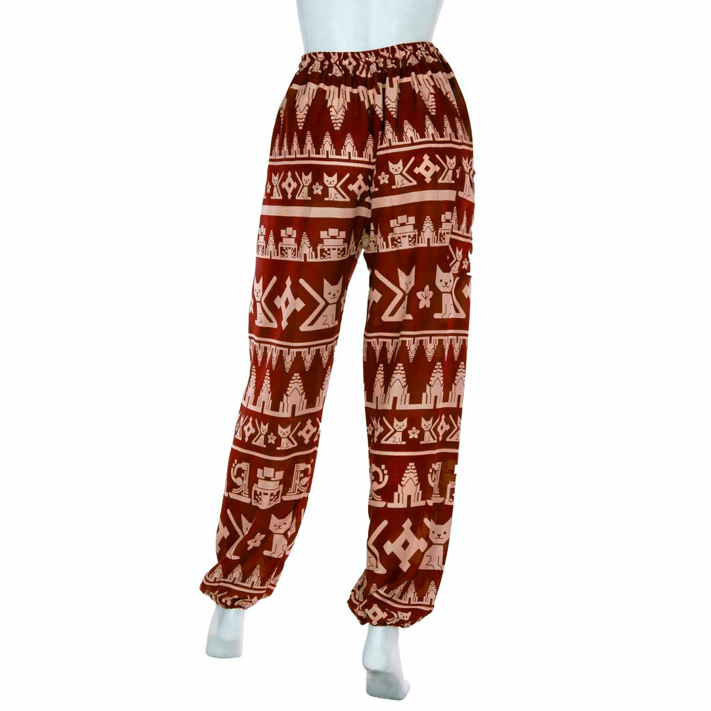 Drawstring Cat Print Trousers-Siesta Crafts