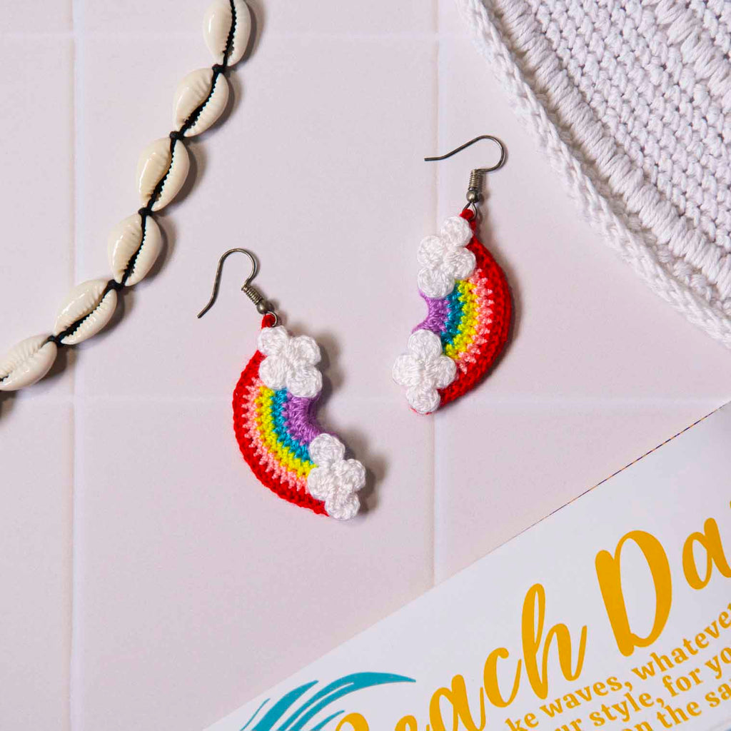 Rainbow Crochet Earrings-Siesta Crafts