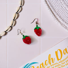 Strawberry Crochet Earrings-Siesta Crafts