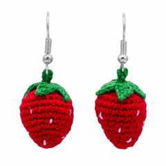 Strawberry Crochet Earrings-Siesta Crafts