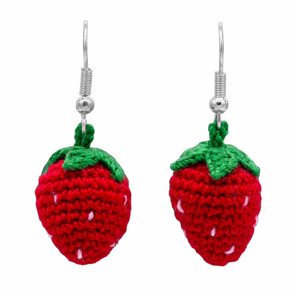 Strawberry Crochet Earrings-Siesta Crafts