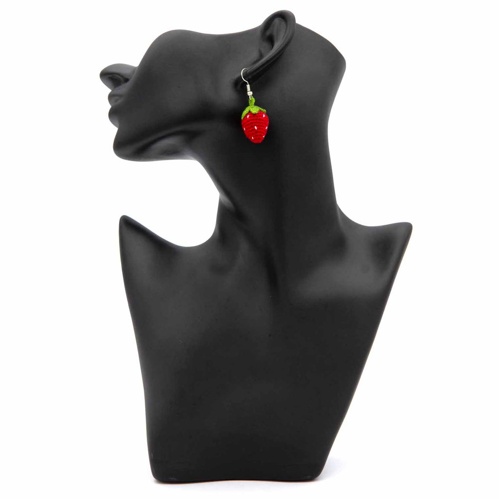 Strawberry Crochet Earrings-Siesta Crafts