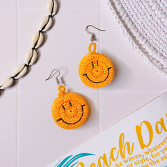 Smiley Face Crochet Earrings-Siesta Crafts