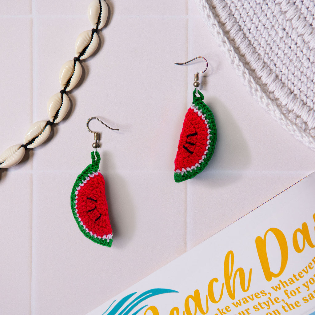 Watermelon Crochet Earrings-Siesta Crafts