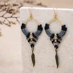 Knotted Cotton Feather Earrings