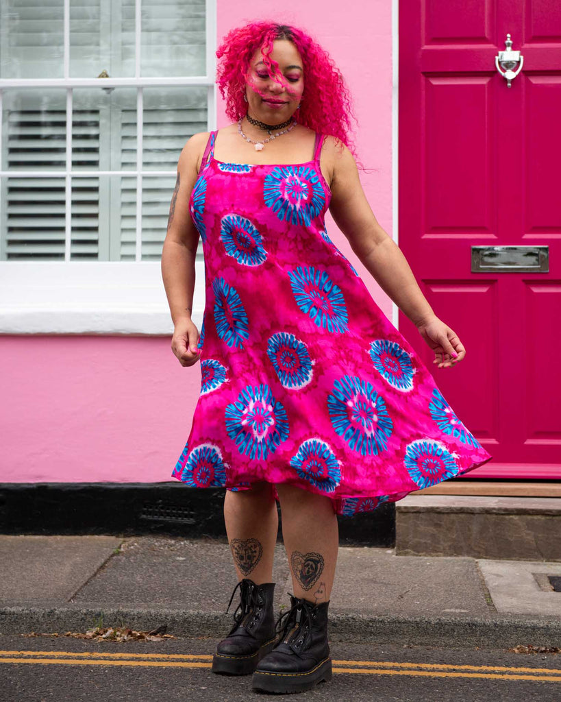 Bright and Bold Tie Dye Strappy Dress-Siesta Crafts