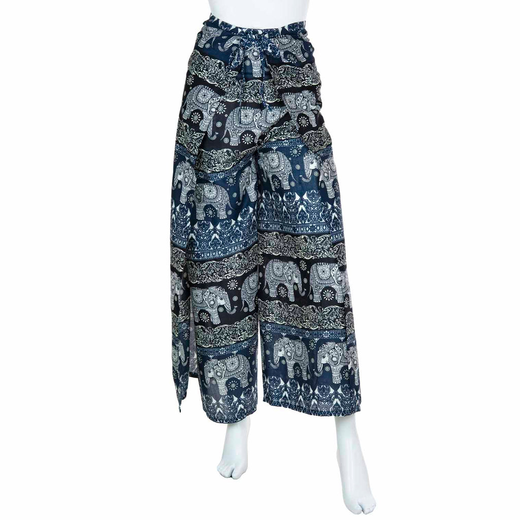 Elephant Print Wrap Trousers-Siesta Crafts