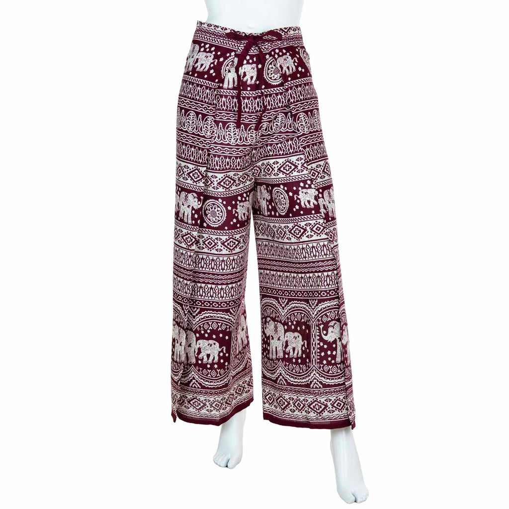 Elephant Print Wrap Trousers-Siesta Crafts