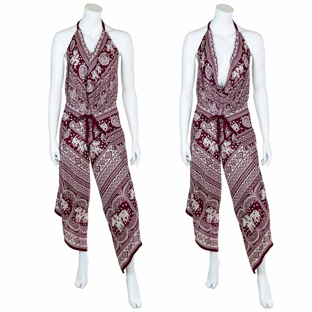 Elephant Print Wrap Trousers-Siesta Crafts