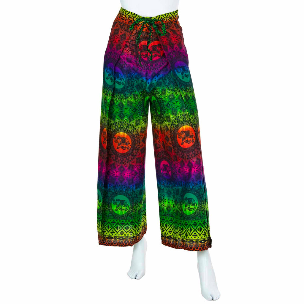 Elephant Print Wrap Trousers-Siesta Crafts
