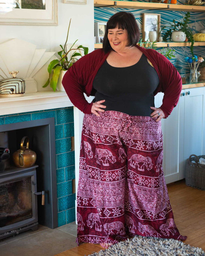 Elephant Print Wrap Trousers-Siesta Crafts