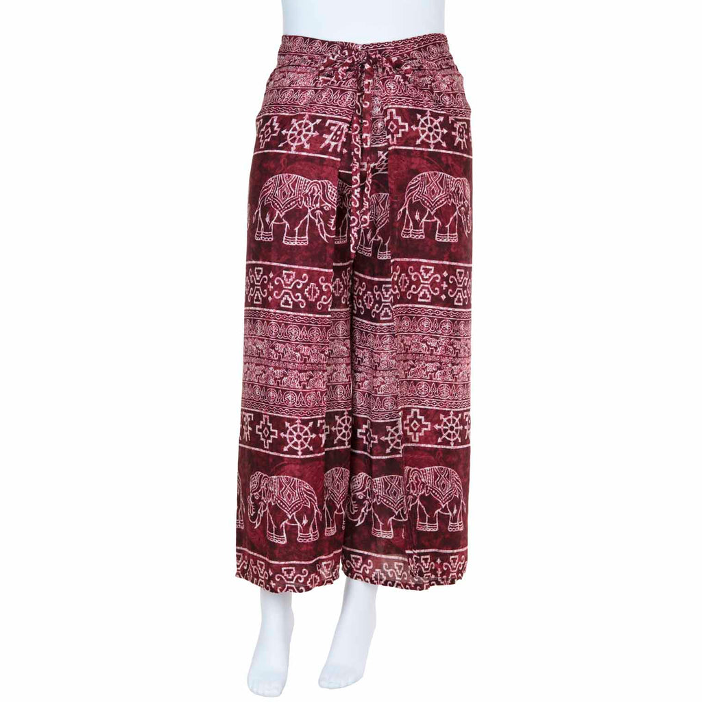 Elephant Print Wrap Trousers-Siesta Crafts