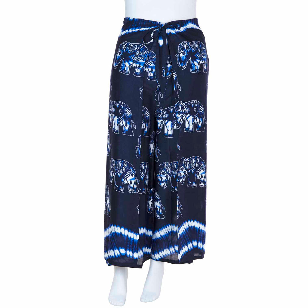 Elephant Print Wrap Trousers-Siesta Crafts