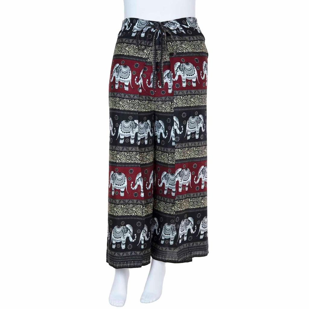 Elephant Print Wrap Trousers-Siesta Crafts