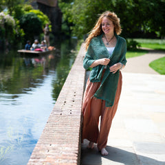 Embroidered Light Cotton Wide-Leg Trousers