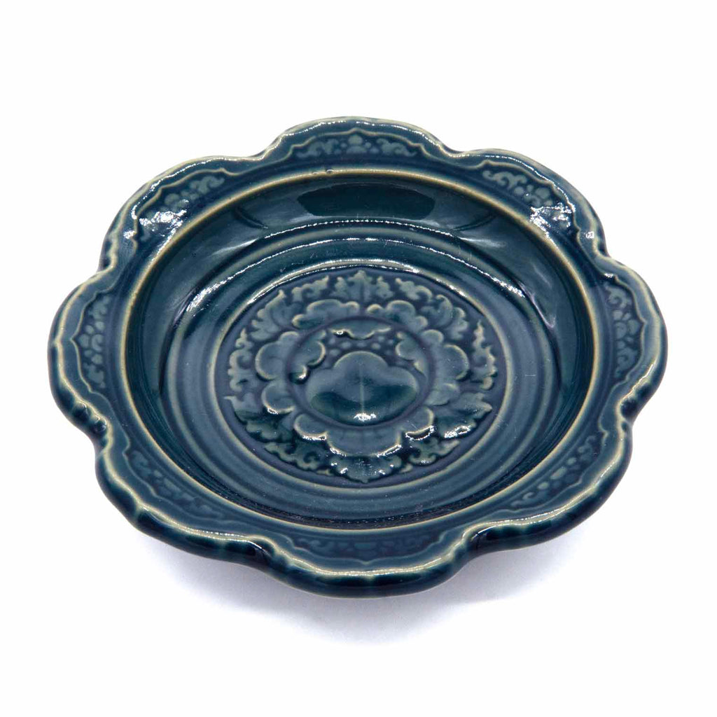 Embossed Ceramic Trinket Dish - Thai Lotus-Siesta Crafts