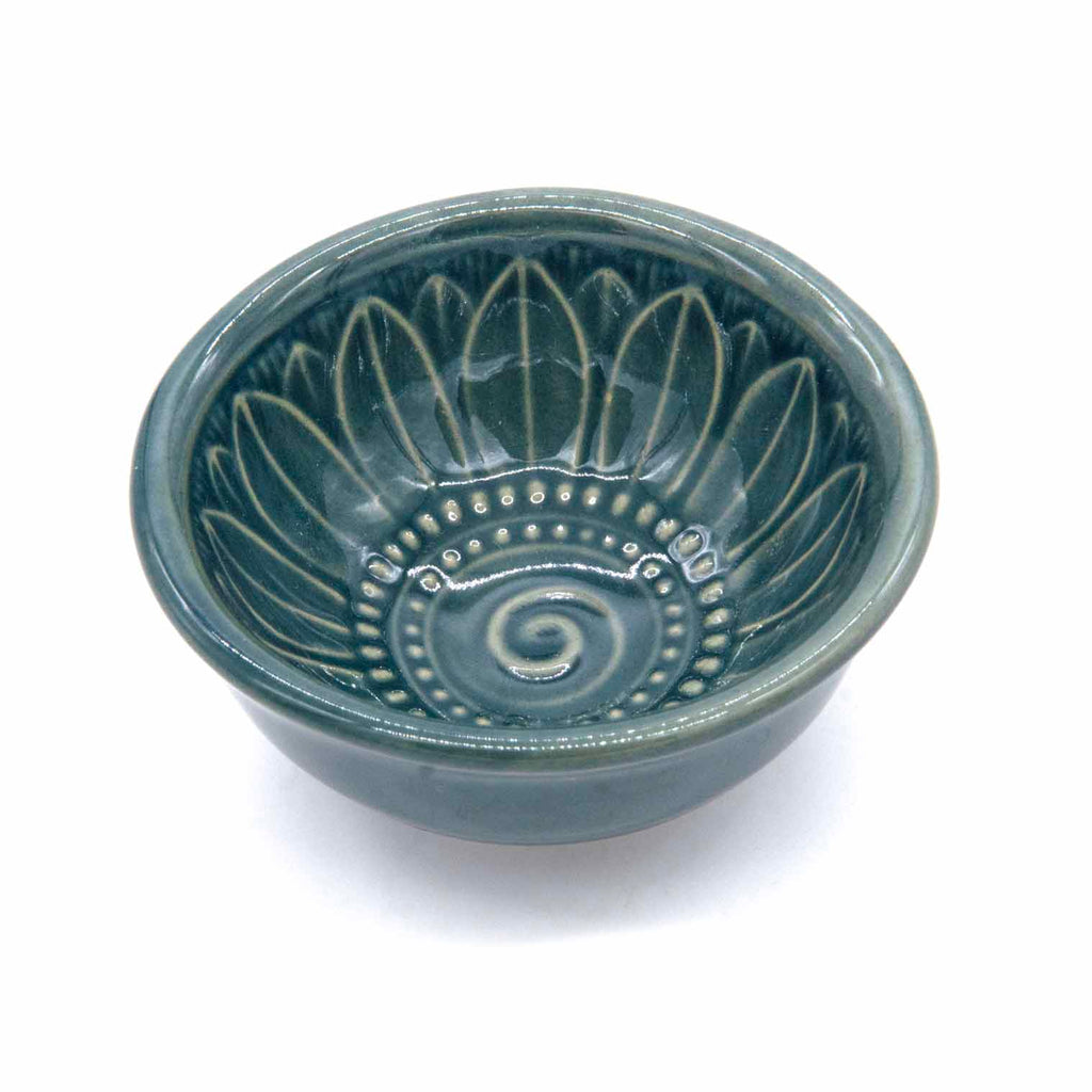 Embossed Ceramic Mini Trinket Dish - Thai Daisy-Siesta Crafts