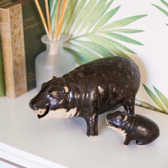Ceramic Pygmy Hippo Figurine - Large-Siesta Crafts