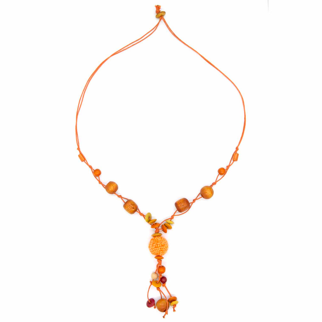 Wood and Crochet Bead Necklace-Siesta Crafts