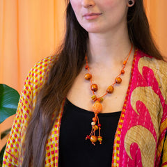 Wood and Crochet Bead Necklace-Siesta Crafts