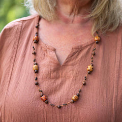 Wooden Bead and String Necklace