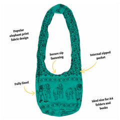Elephant Print Shoulder Bag-Siesta Crafts