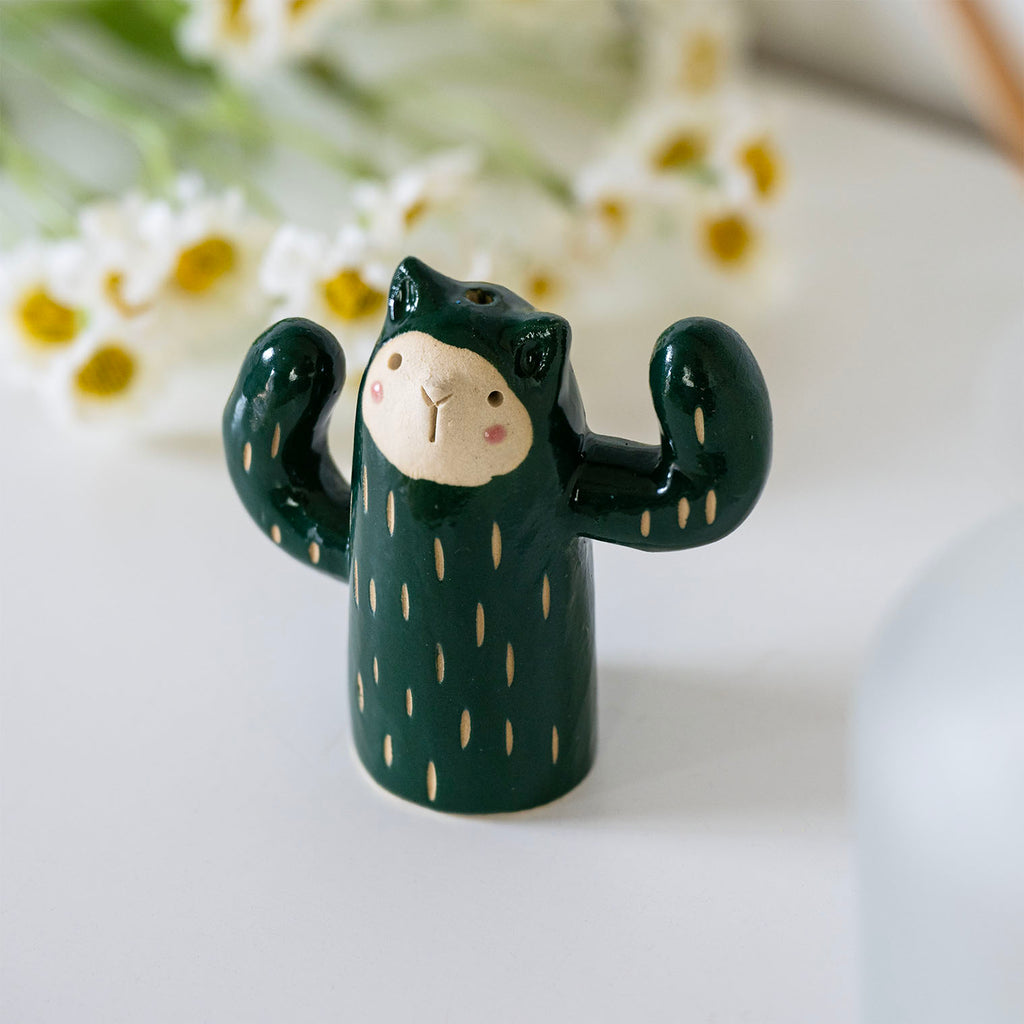 Cat Cacti Ceramic Figurine