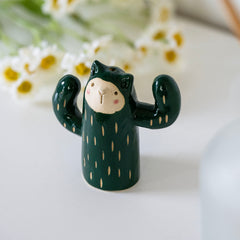 Cat Cacti Ceramic Figurine