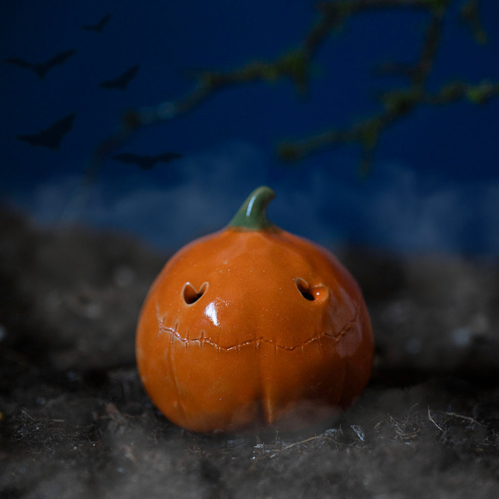 Jack-o'-Lantern Pumpkin Ceramic Figurine