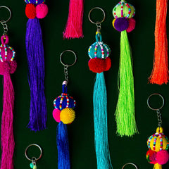 Hill Tribe Colourful Tassel Keyring-Siesta Crafts