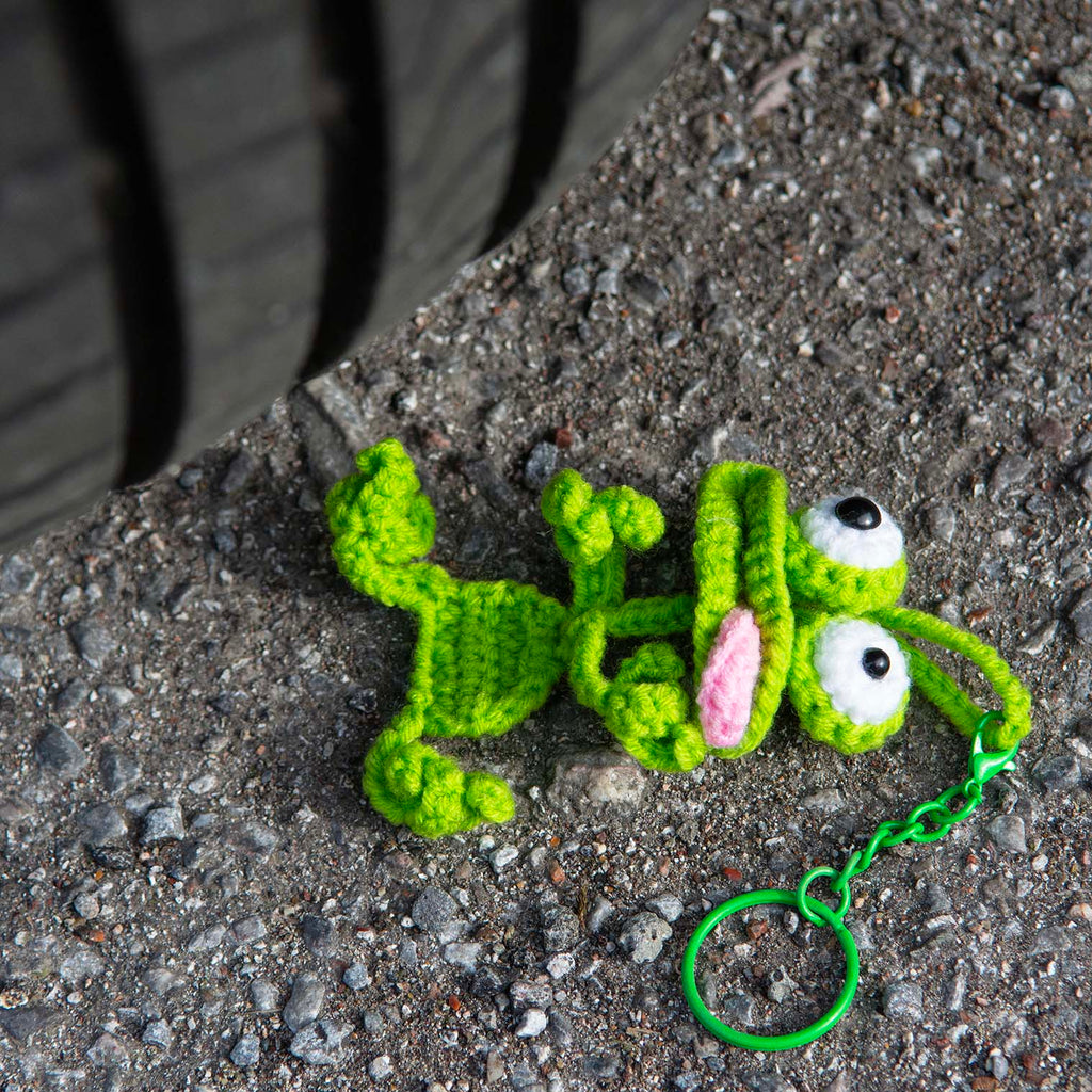 Squashed Frog Crochet Keyring-Siesta Crafts
